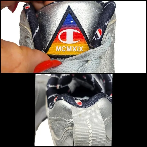 Champion Shoes Youth 5 Womens 6.5 Silver 93 Eighteen Metallic MCMXIX Sneakers