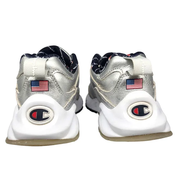 Champion Shoes Youth 5 Womens 6.5 Silver 93 Eighteen Metallic MCMXIX Sneakers