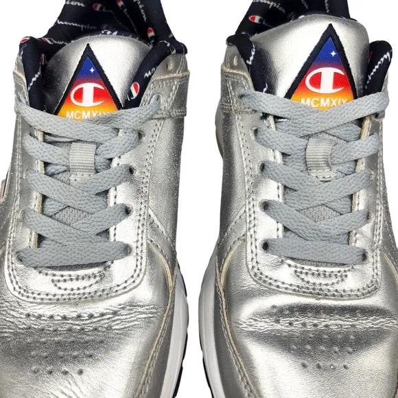 Champion Shoes Youth 5 Womens 6.5 Silver 93 Eighteen Metallic MCMXIX Sneakers