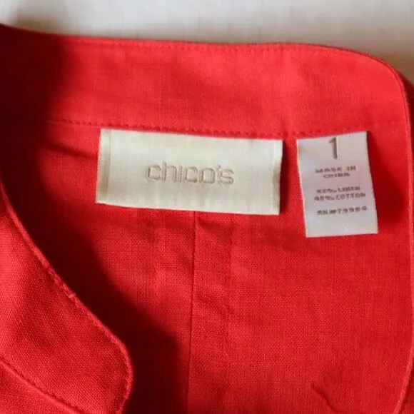 Chico's Lightweight Blazer Size 1 US 8/10 in Strawberry Red