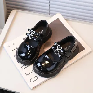 Children Leather Shoes for Spring Wine Red Black