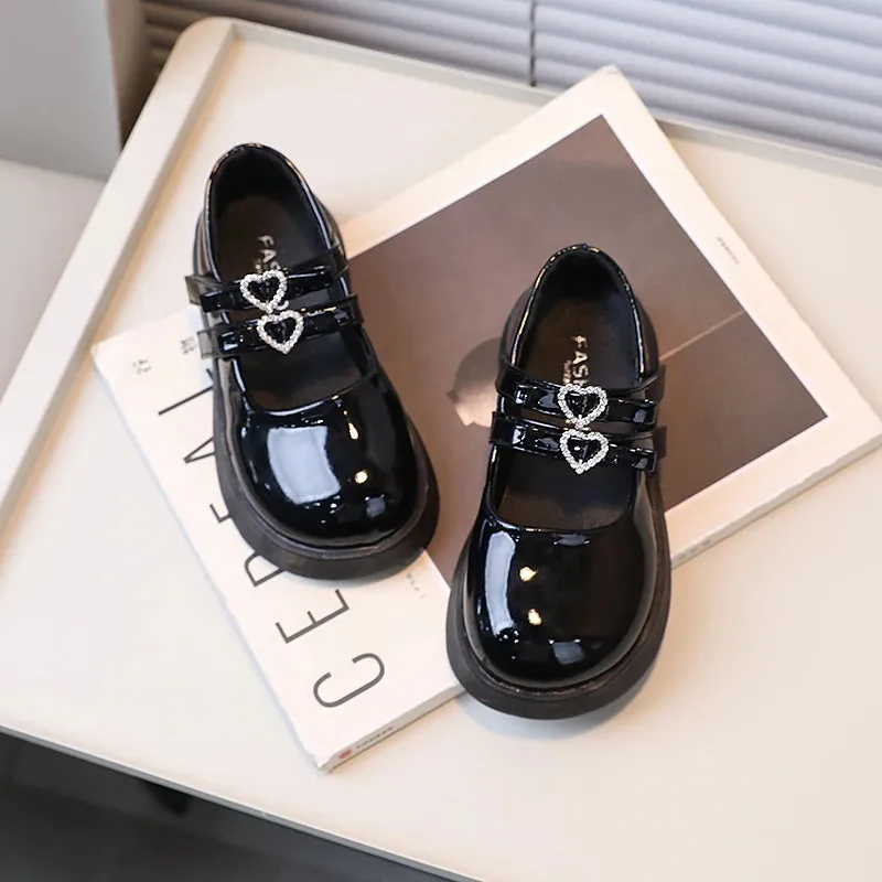 Children Leather Shoes for Spring Wine Red Black