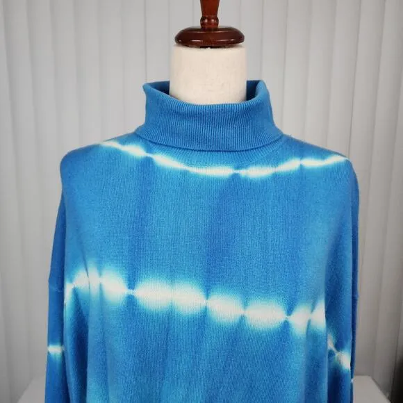 Cinq a Sept Turtleneck Sweater Wool Cashmere Azure Blue Women's Size Medium New