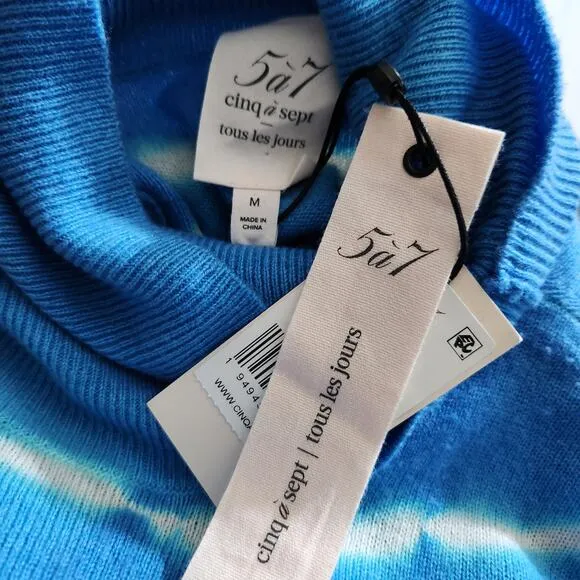 Cinq a Sept Turtleneck Sweater Wool Cashmere Azure Blue Women's Size Medium New