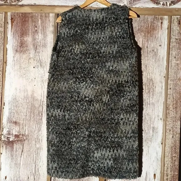 COCOGIA longline cardigan vest multi color brown blue tan mohair wool medium