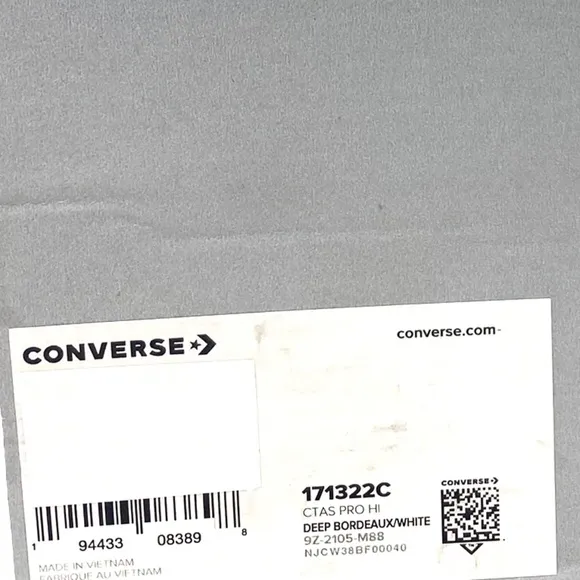 Converse CTAS Pro Hi Shoe For Men's Canvas Deep Bordeaux Sneakers Casual 171322C