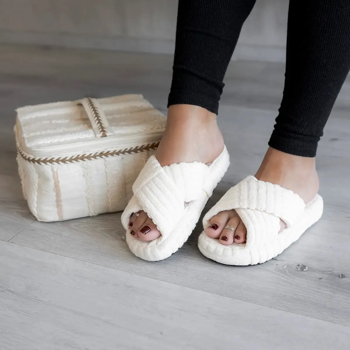 Criss Cross Slippers- Cream