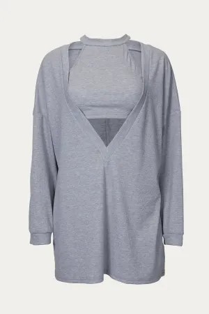 CROPPED TANK AND PULLOVER TWO-PIECE SET