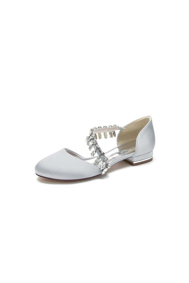 Crystal Strap Round Toe Flats
