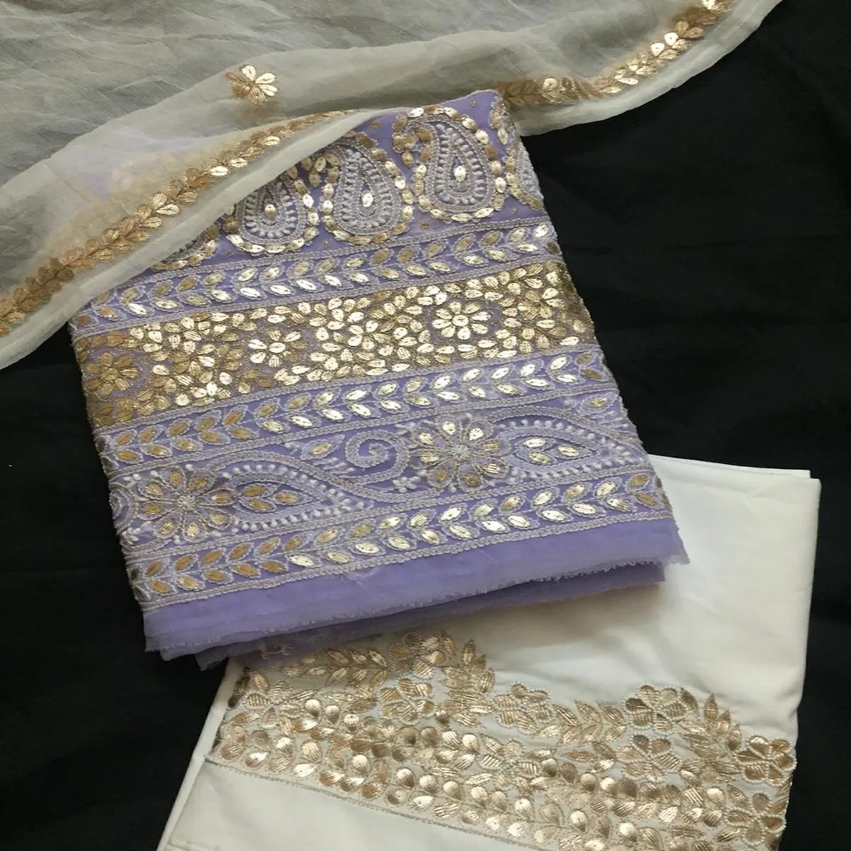 Designer Purple Chikankari Gota Work Salwar Suits fabric online