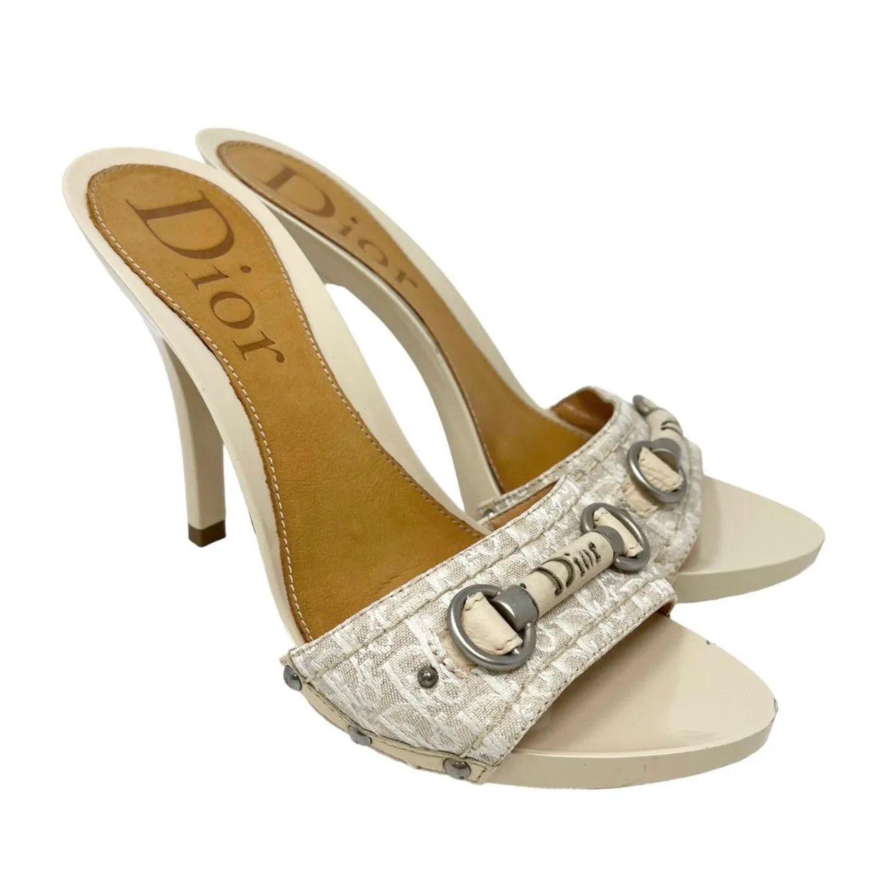 Dior White Logo Heels