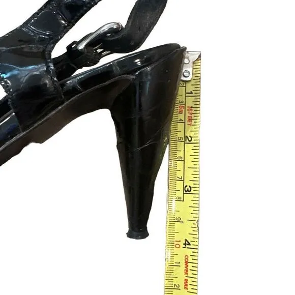 Donald Pliner classic black sling crocro back heels