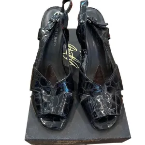Donald Pliner classic black sling crocro back heels