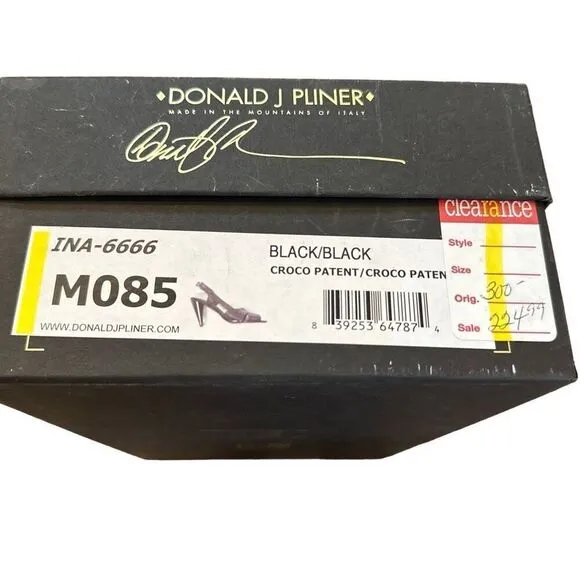 Donald Pliner classic black sling crocro back heels