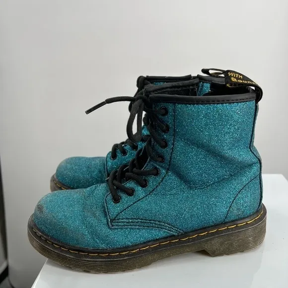 Dr Martens Pascal Turquoise Blue Glitter Boots US Size 2