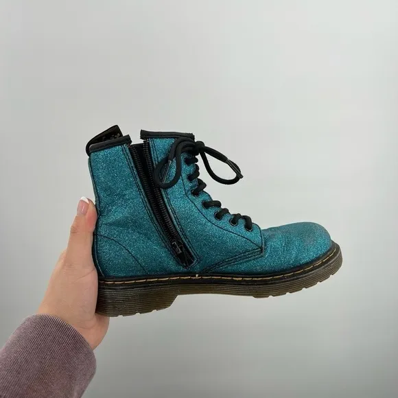 Dr Martens Pascal Turquoise Blue Glitter Boots US Size 2