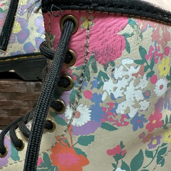 Dr Martens Youth 1460 Floral Mash Up Leather Lace Up Boots Sz 13 US