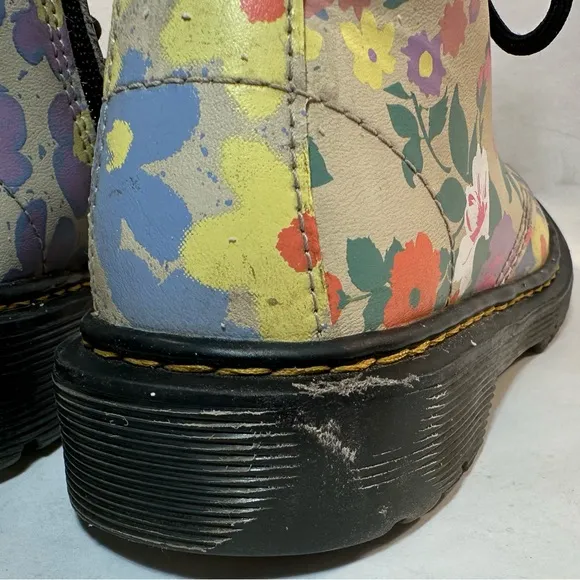 Dr Martens Youth 1460 Floral Mash Up Leather Lace Up Boots Sz 13 US