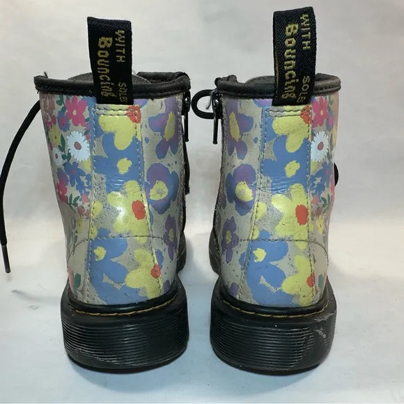 Dr Martens Youth 1460 Floral Mash Up Leather Lace Up Boots Sz 13 US
