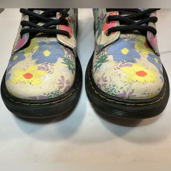 Dr Martens Youth 1460 Floral Mash Up Leather Lace Up Boots Sz 13 US