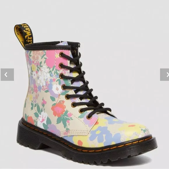 Dr Martens Youth 1460 Floral Mash Up Leather Lace Up Boots Sz 13 US