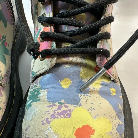Dr Martens Youth 1460 Floral Mash Up Leather Lace Up Boots Sz 13 US