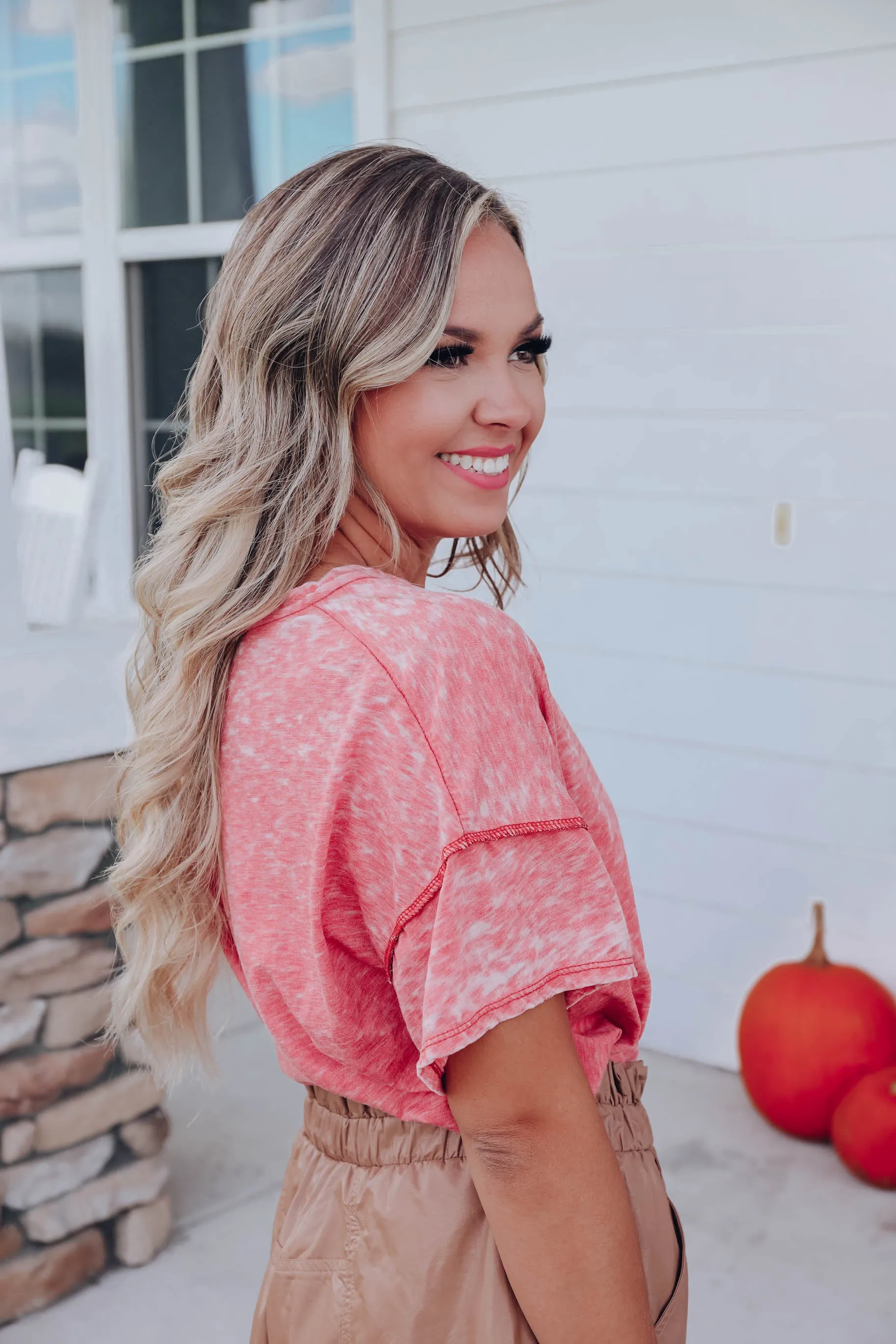 Easy Goin' Mineral Washed Top - Burnout Red