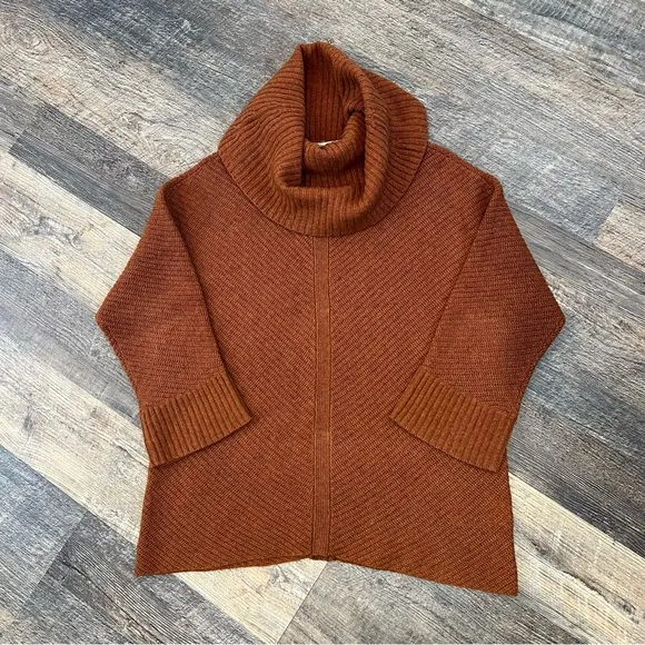Eileen Fisher Yak &amp; Wool Ribbed Cowl Neck Sweater Size XS