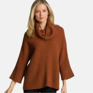 Eileen Fisher Yak &amp; Wool Ribbed Cowl Neck Sweater Size XS