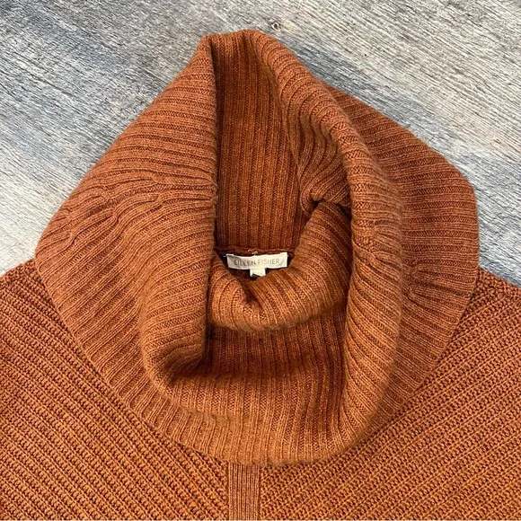 Eileen Fisher Yak &amp; Wool Ribbed Cowl Neck Sweater Size XS
