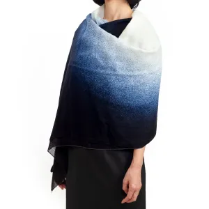 Elegant Wool Blue Universe Scarf