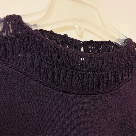 Elie Tahari 100% Extra Fine Merino Wool Women’s Sweater-Dark Purple/Plum-Large