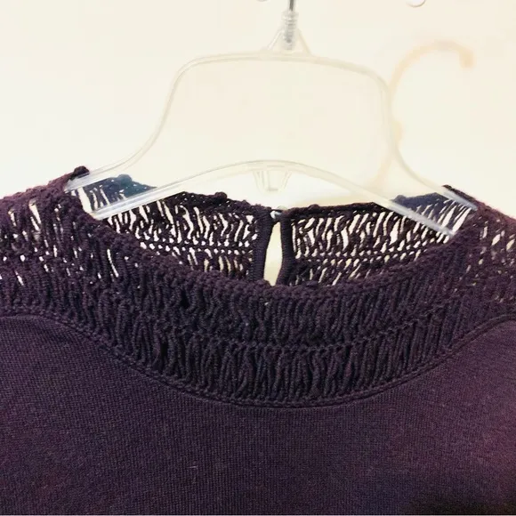 Elie Tahari 100% Extra Fine Merino Wool Women’s Sweater-Dark Purple/Plum-Large