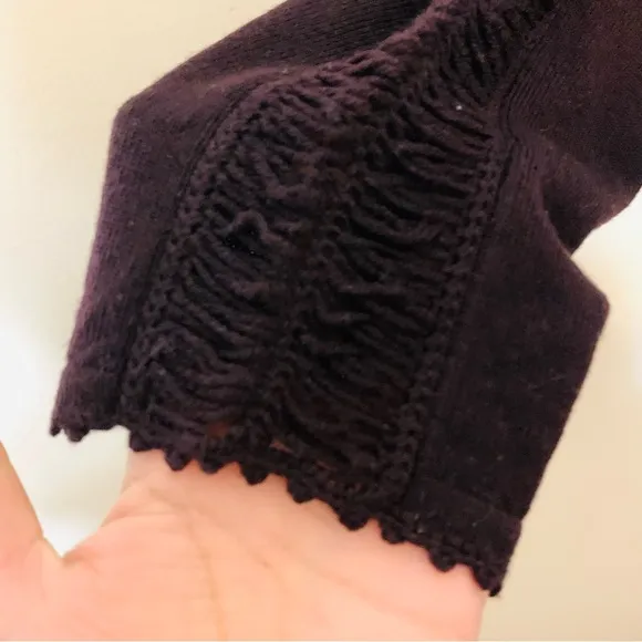 Elie Tahari 100% Extra Fine Merino Wool Women’s Sweater-Dark Purple/Plum-Large