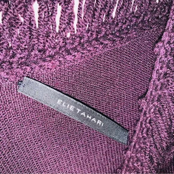 Elie Tahari 100% Extra Fine Merino Wool Women’s Sweater-Dark Purple/Plum-Large