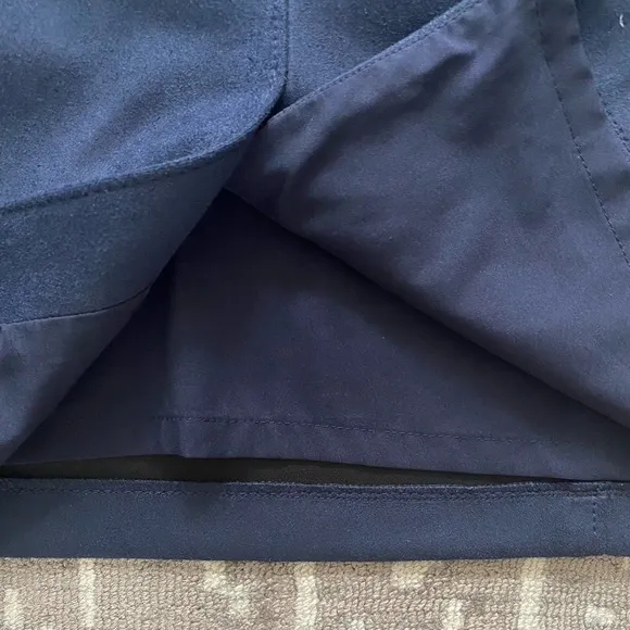 EUC Ann Taylor Loft 8 navy pencil skirt, pockets, faux suede, lined, back slit