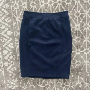 EUC Ann Taylor Loft 8 navy pencil skirt, pockets, faux suede, lined, back slit