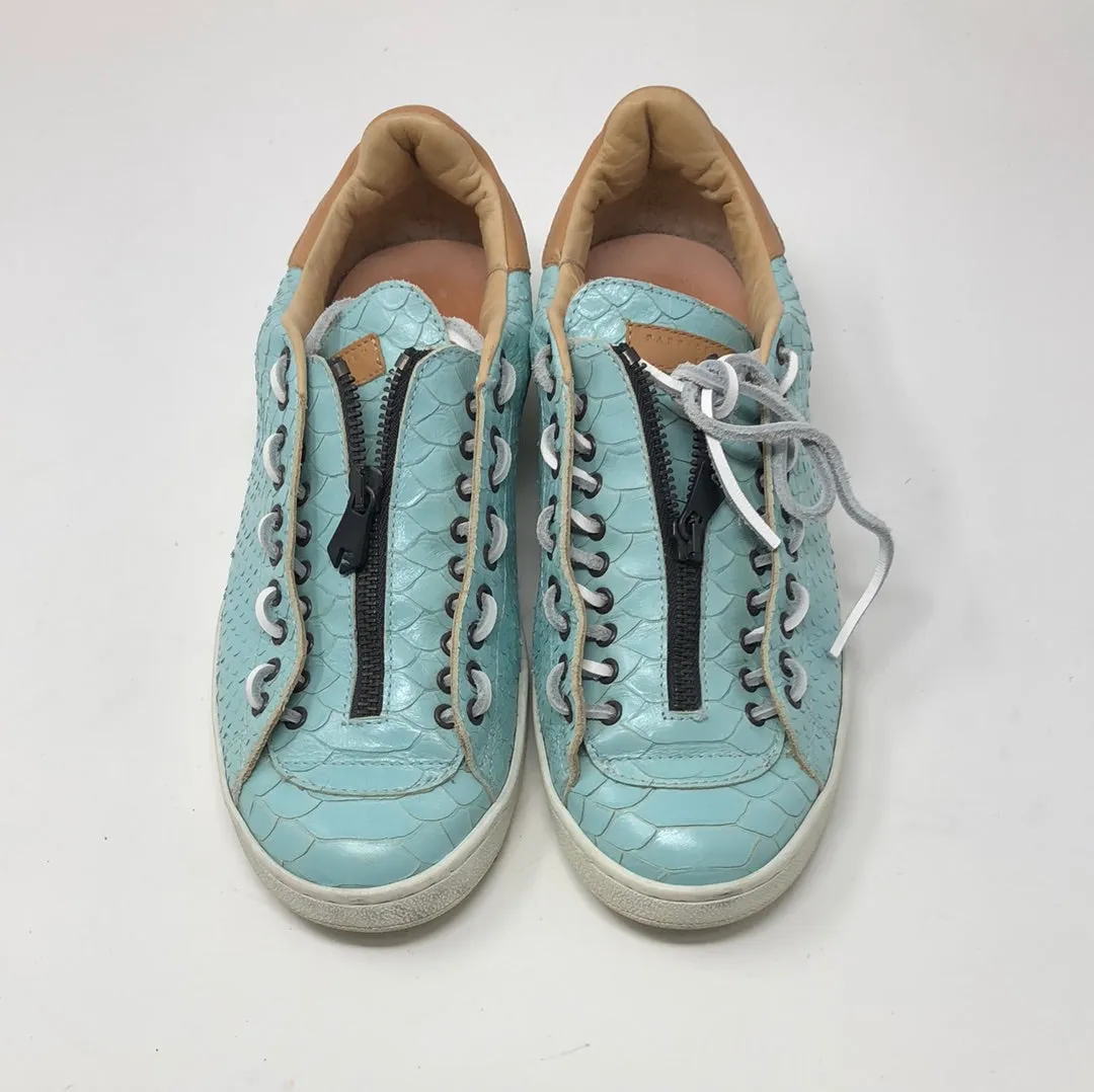 FADRICE TARDIEU Light Blue PYTHON Zip Top Sneaker