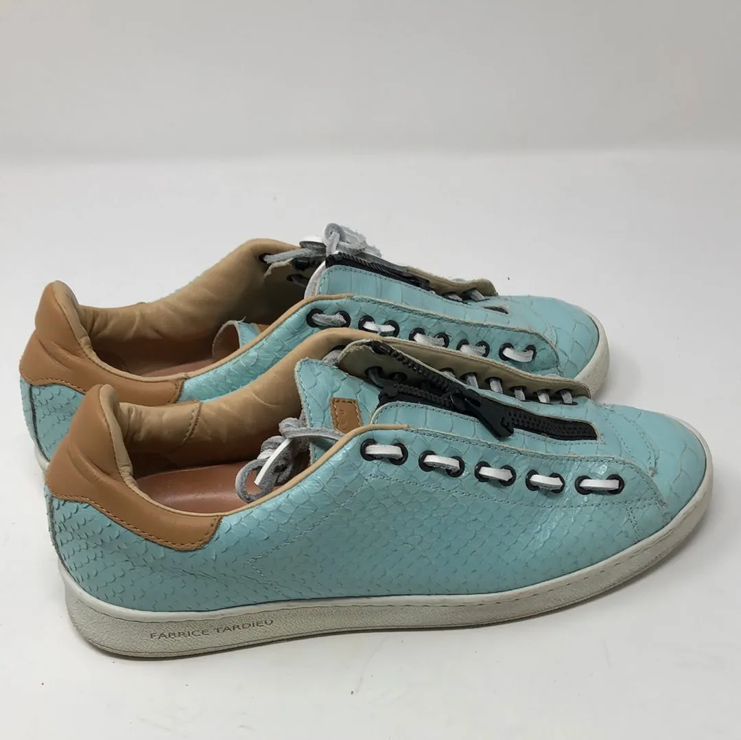 FADRICE TARDIEU Light Blue PYTHON Zip Top Sneaker
