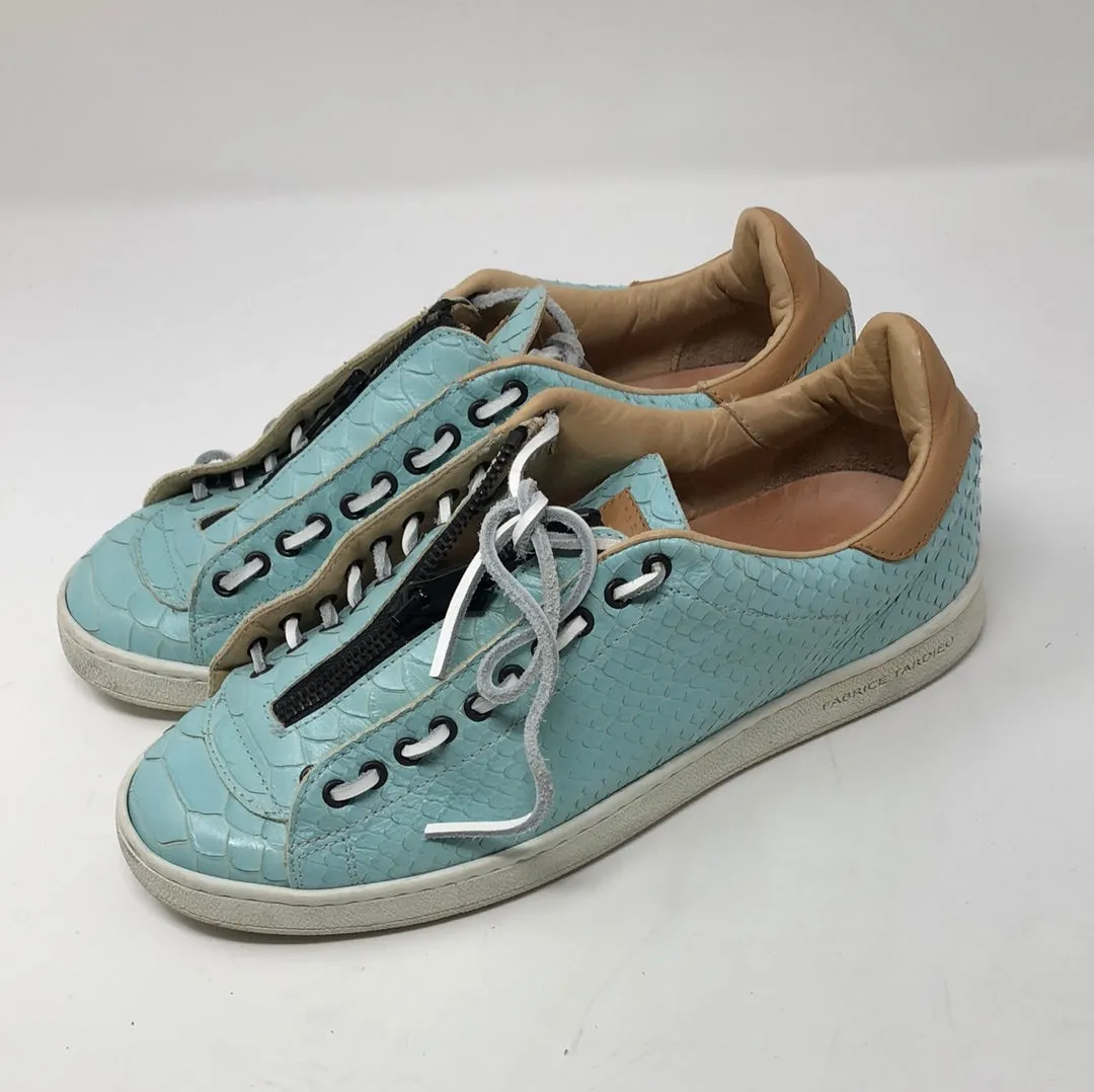 FADRICE TARDIEU Light Blue PYTHON Zip Top Sneaker