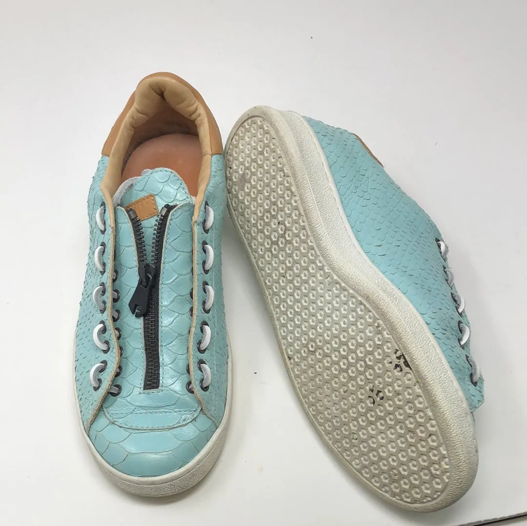 FADRICE TARDIEU Light Blue PYTHON Zip Top Sneaker