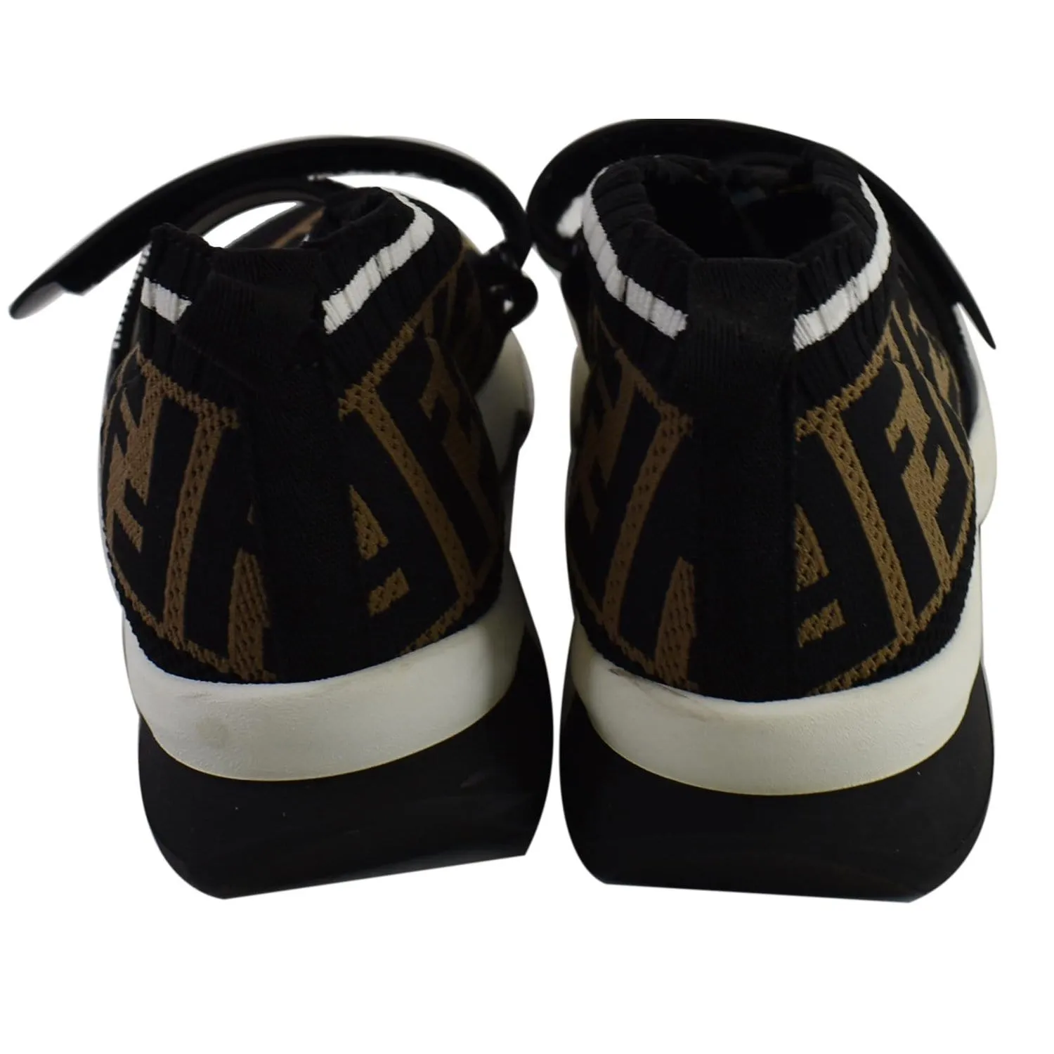 FENDI Rockoko Knit Fabric Sneakers Black Size 6