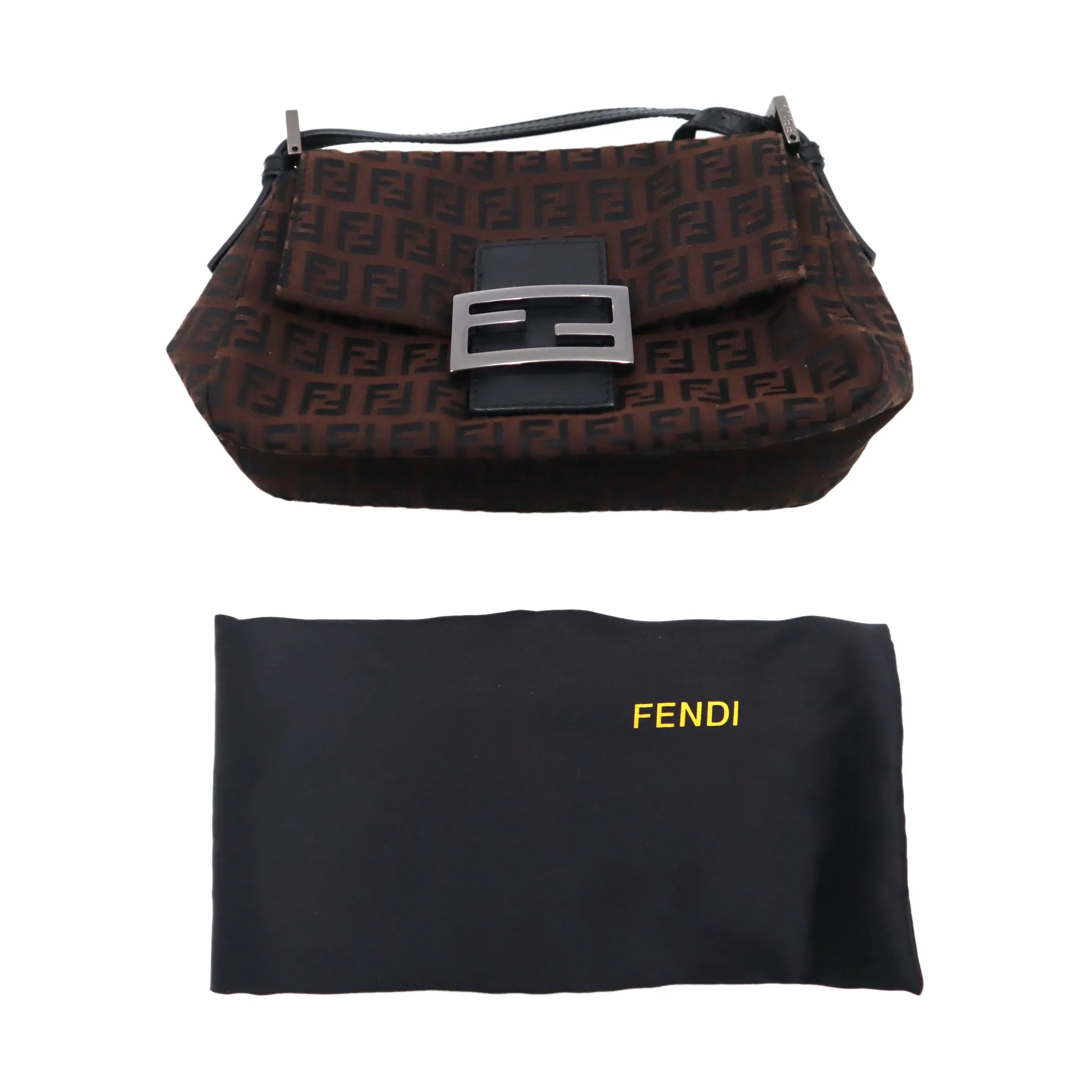 Fendi Zucchino Canvas Mini Mamma Baguette Shoulder Bag
