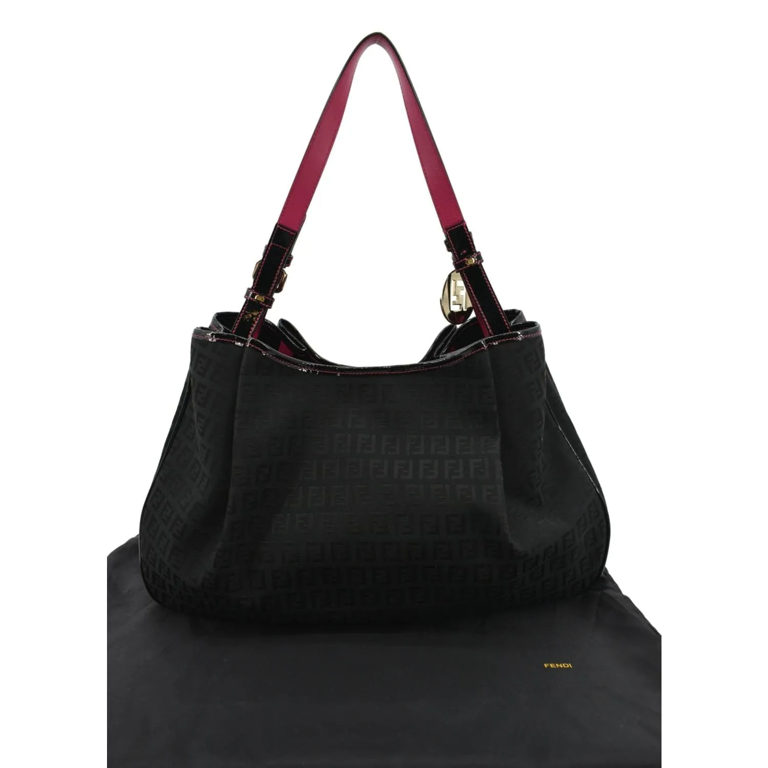 FENDI Zucchino Print Canvas Shopping Tote Bag Black