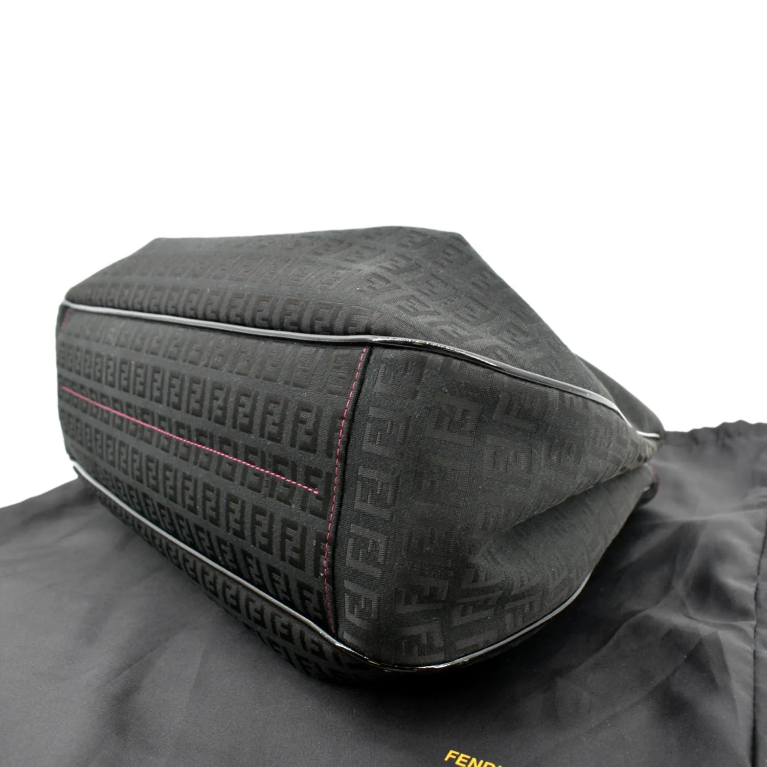 FENDI Zucchino Print Canvas Shopping Tote Bag Black