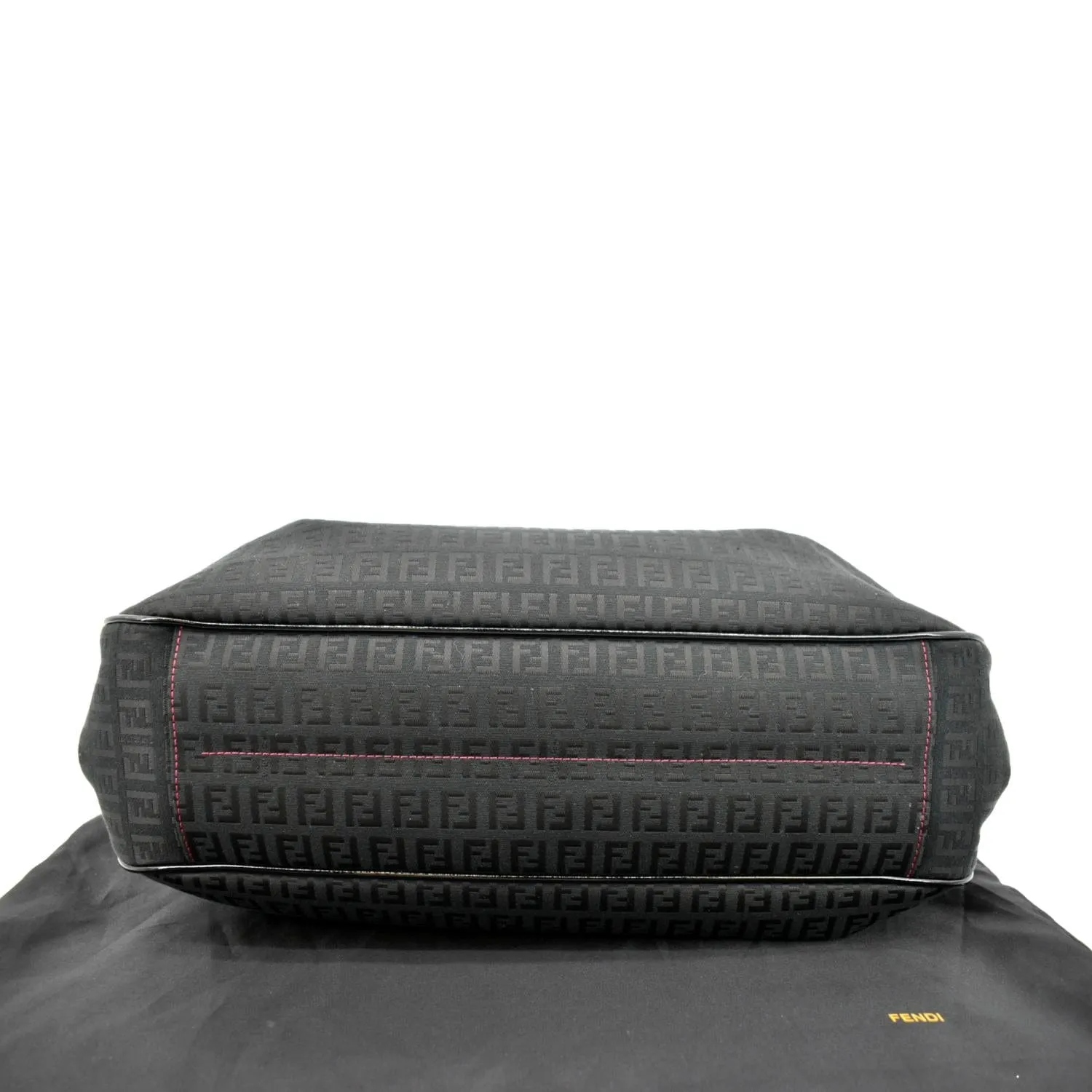 FENDI Zucchino Print Canvas Shopping Tote Bag Black