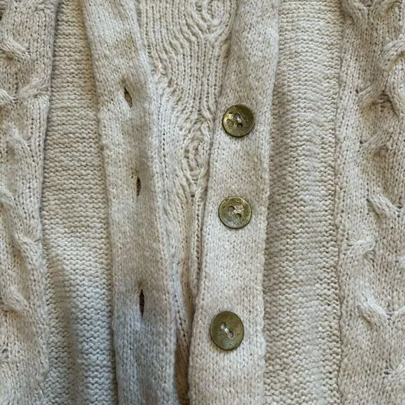 Free People Wool Blend Knit Warm Cream Cardigan Sweater Fall XS