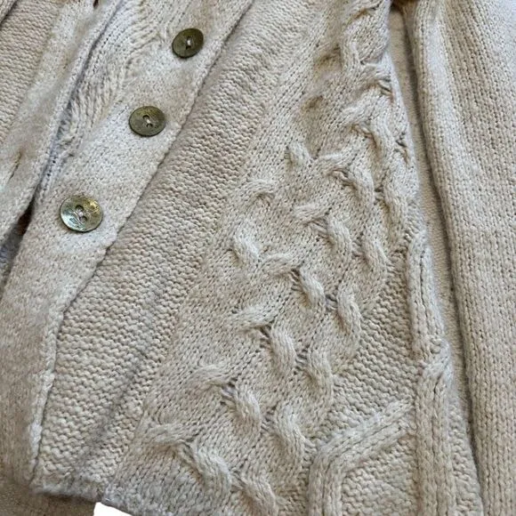 Free People Wool Blend Knit Warm Cream Cardigan Sweater Fall XS
