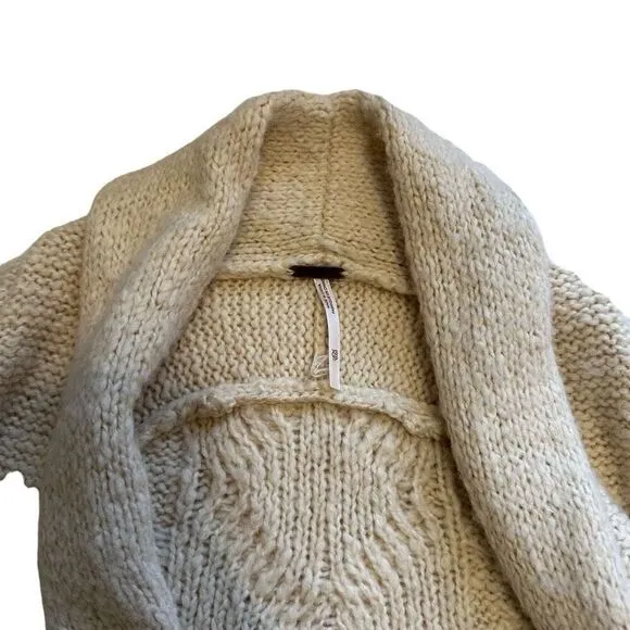 Free People Wool Blend Knit Warm Cream Cardigan Sweater Fall XS