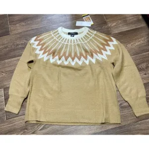 French Connection Essentials Sweater Womens Medium Fair Isle Camel